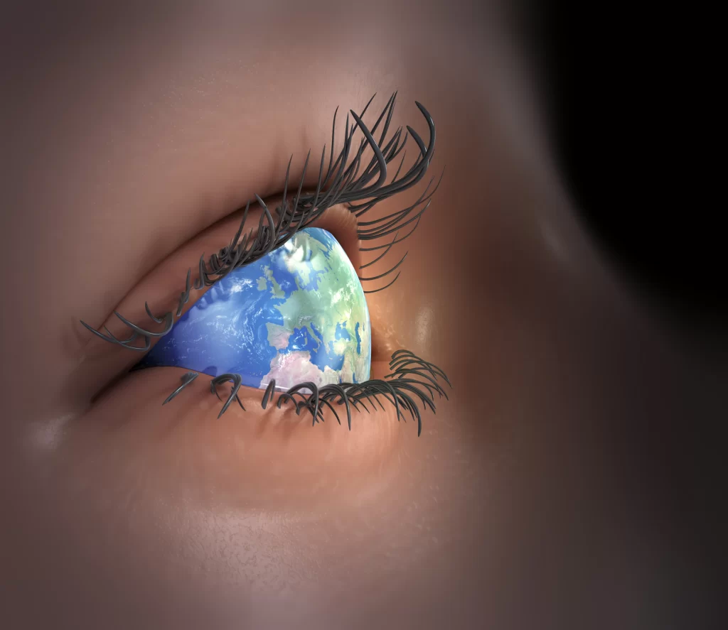 Eye reflecting the world